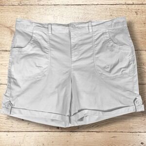 GLORIA VANDERBILT All Around Slimming Effect Cuffed Shorts Women's Size 14 White